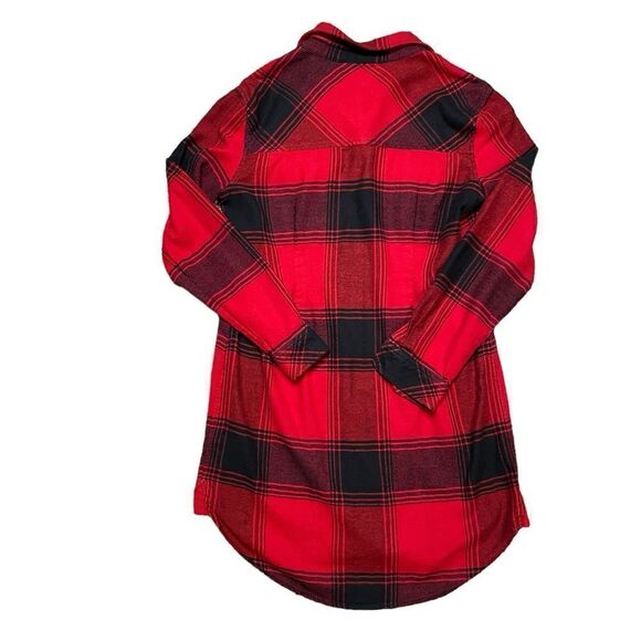ATHLETA Trail to Town Tunic Shirt Dress Red Black Plaid Size Small - Picture 3 of 10
